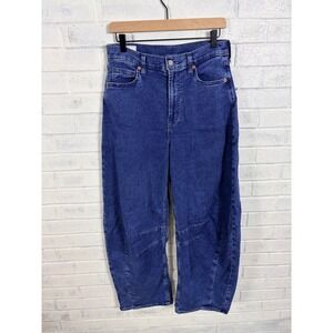 GAP Knit Like Horseshoe Jeans Womens 6 Tall Blue High Rise Barrel Leg Denim